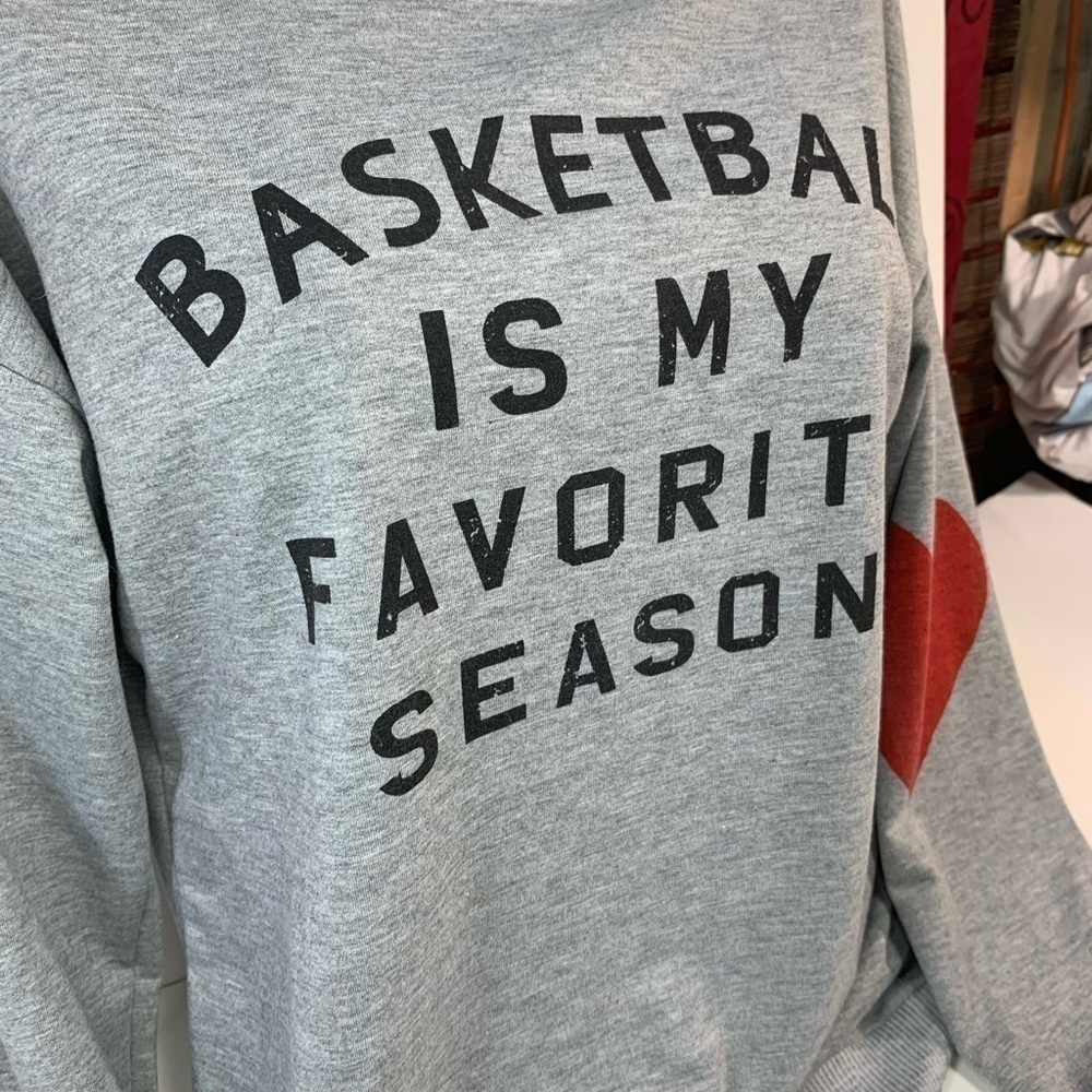 "Basketball is My Favorite Season" Grey Sweater - Picture 2 of 7